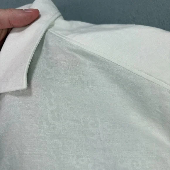 Robert Graham Linen Shirt Mens 2XL White Embroidered Button Up Beach Casual - Picture 3 of 11